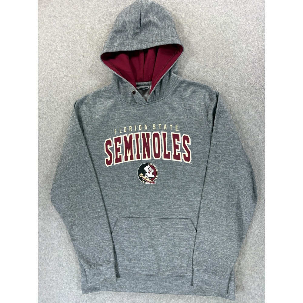 Florida State Seminoles Screened Logo Hoodie Sweatshirt (Men's Large) Gray